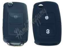 481VW104bla Silikonový obal pro klíč Škoda, VW, Seat 2-tlačítkový, černý